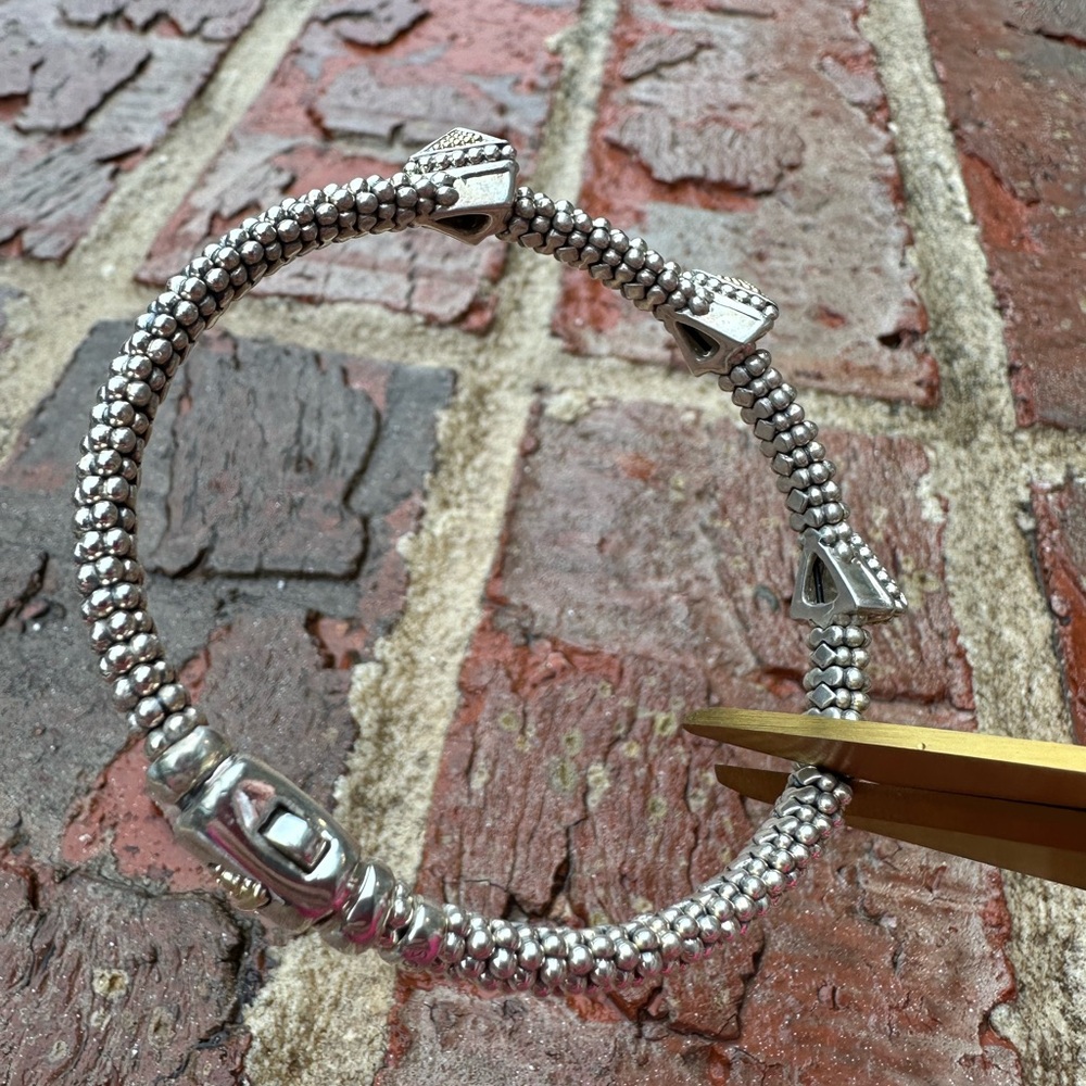 Lagos three pyramid station silver and Gold Beaded Bracelet - Picture 3 of 5